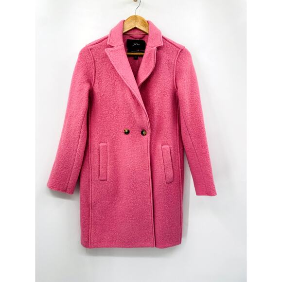 j. crew bright pink daphne italian boiled wool top coat - Picture 3 of 7